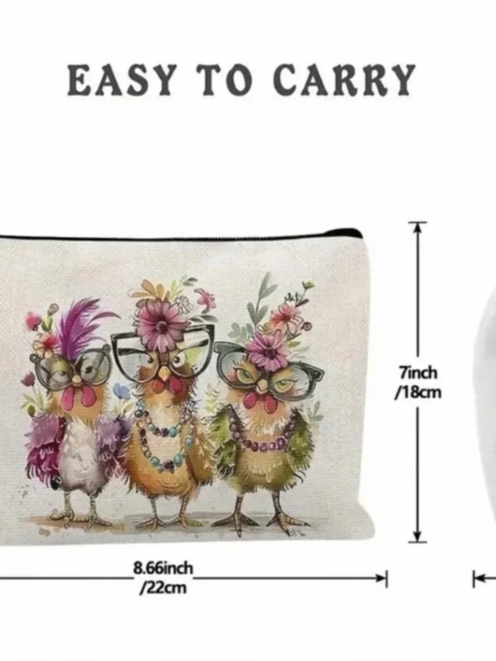 Floral Chick Cosmetic Pouch -Ivory